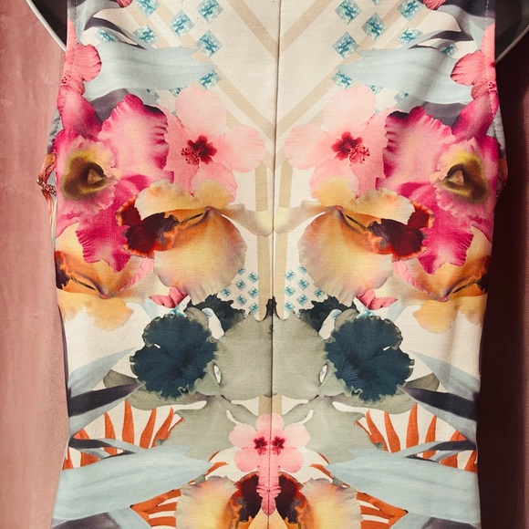 Orchid Kaleidoscope High Neck Structured Dress - Picture 2 of 10